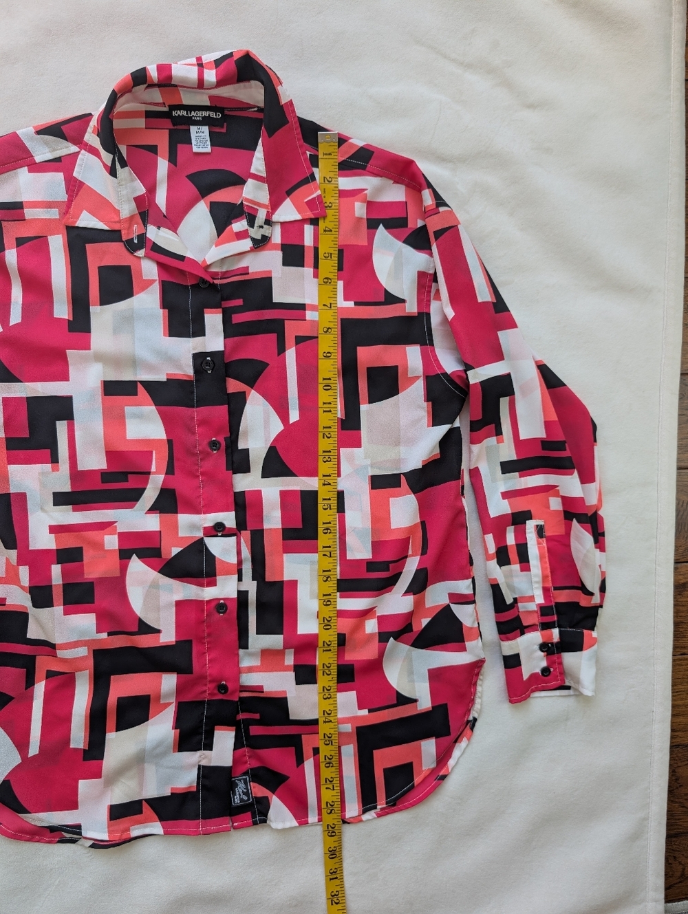 Karl Lagerfeld Women's Blouse Abstract Print Button Up Size M - Picture 11 of 17